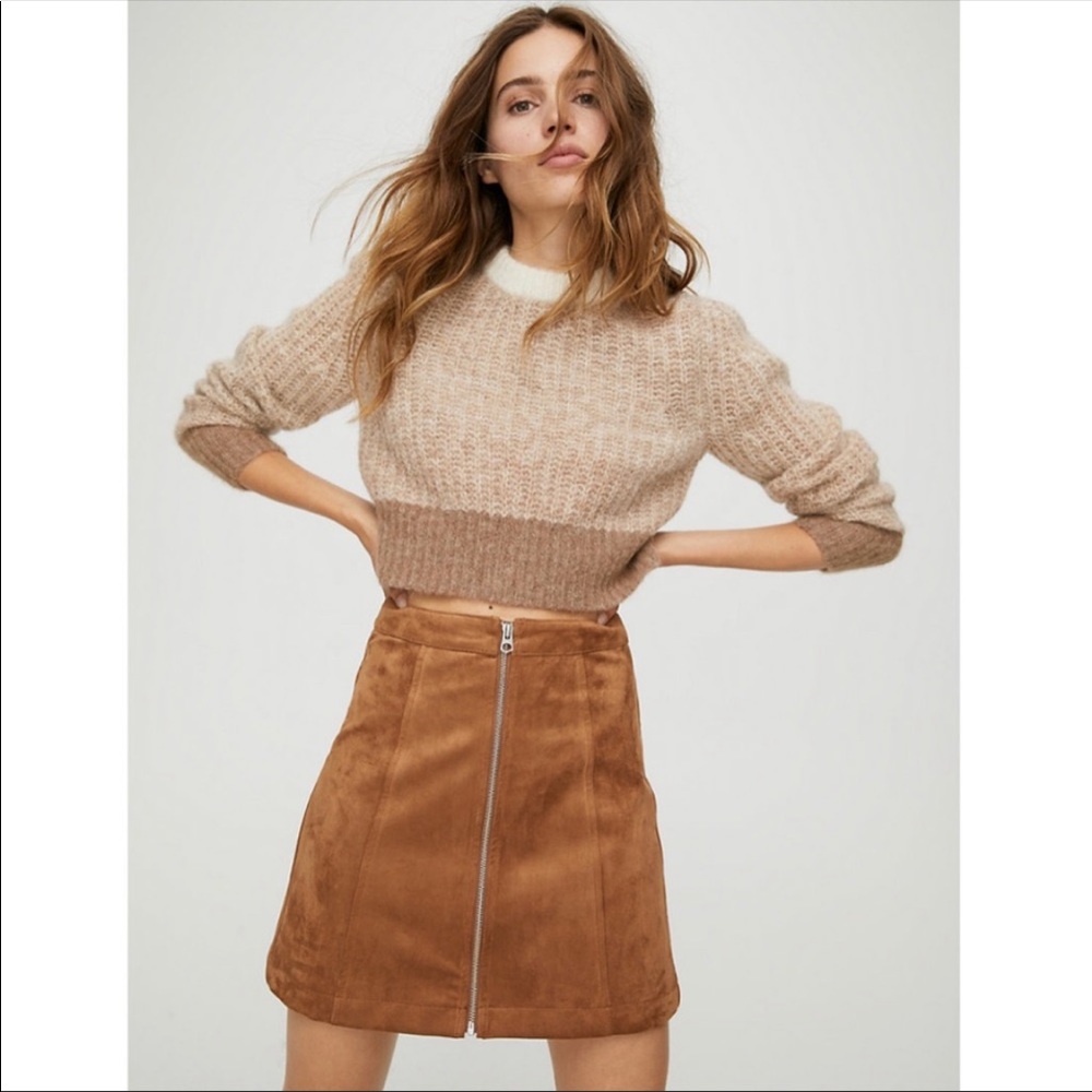 Wilfred Free A-Line Zip-up Mini Faux Suede Skirt